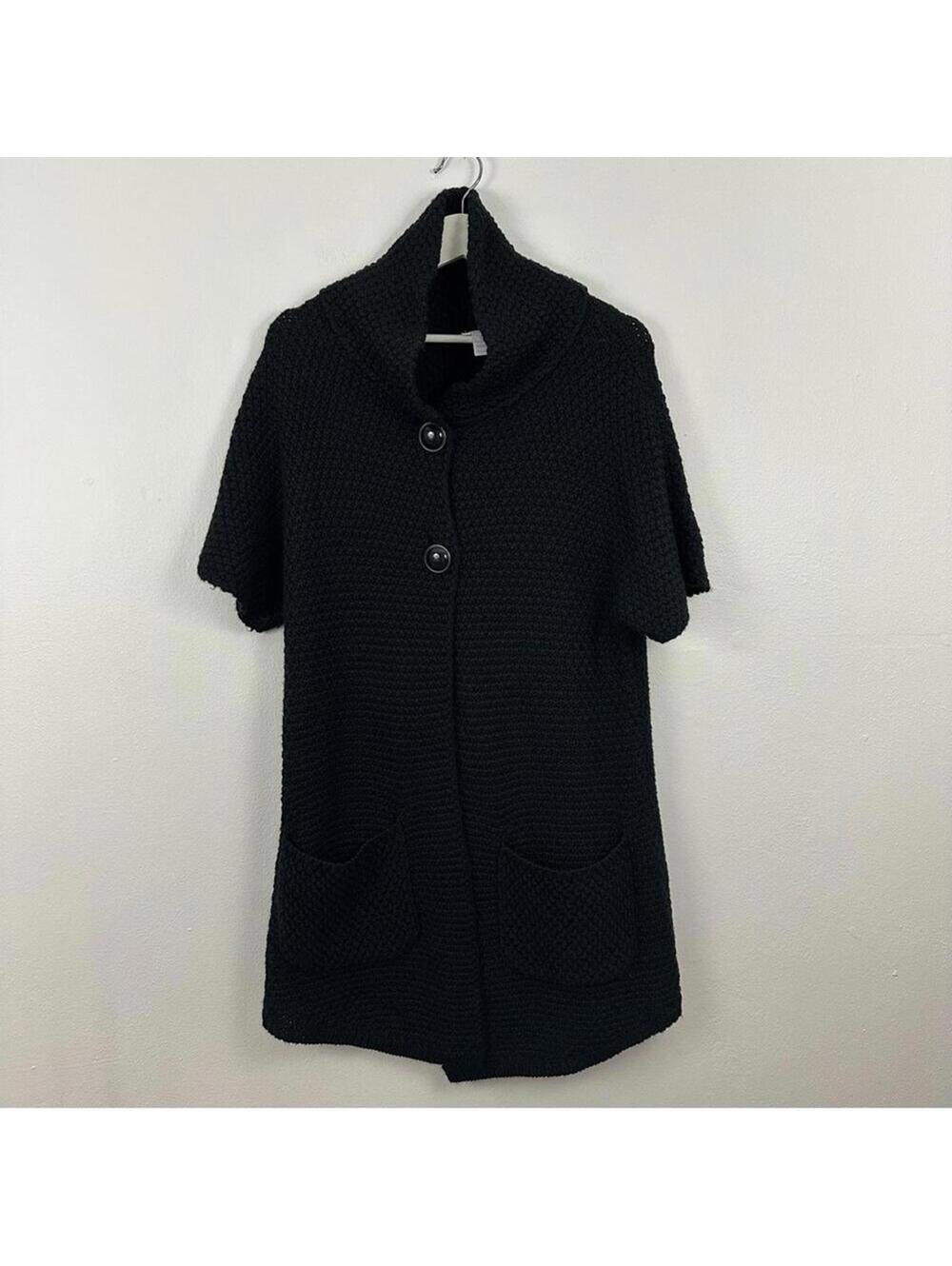 Chico's Sweater Black Wool Blend Cardigan Jacket Size 1